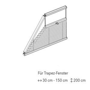 Dieses Bild zeigt alle möglichen Plissee Sonderformen wie Dreieck Kreis oder Trapetsfenster